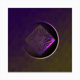 Geometric Neon Glyph on Jewel Tone Triangle Pattern 168 Canvas Print