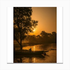 Sunset On The River Canvas Print