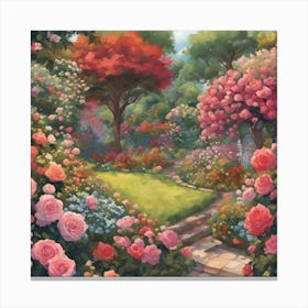 0 A Garden In Bright Colors A Drawing Of A Garden F Esrgan V1 X2plus Canvas Print