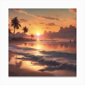 276088 Sunset Time On The Beach Xl 1024 V1 0 Canvas Print