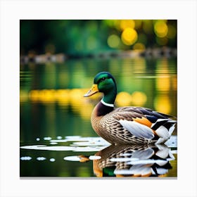 Mallard Duck In Water Canvas Print