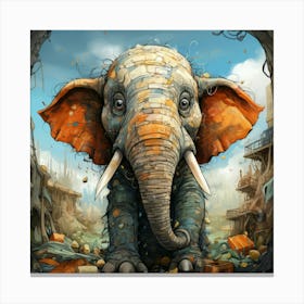 Elephant In The City Canvas Print