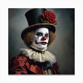 Clown with Red Rose Canvas Print