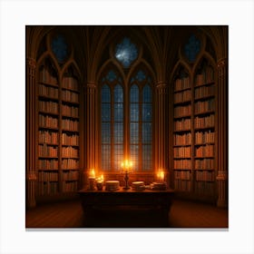 Library At Night Canvas Print