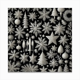 Snowflakes On A Black Background Canvas Print