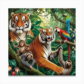 Tigers In The Jungle Canvas Print