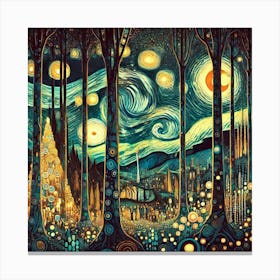 Gustav Klimt Print Night Forest Trees Painting Klimt Canvas Print