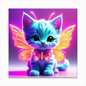 Cute Kitten With Butterfly Wings Canvas Print