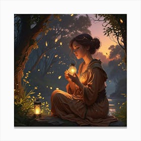 Girl With A Lantern Canvas Print