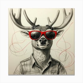 Deer In Sunglasses 15 Canvas Print