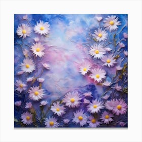 Daisies On A Blue Background 1 Canvas Print