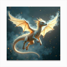 An Ethereal Dragon With Translucent, Shimmering Wings Flying Through A Cloud Of Sparkling Stardust 1 Canvas Print