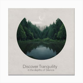 Tranquil Silence: Serene Forest Lake with Moonlit Reflections Canvas Print