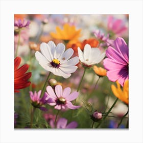 Colorful Cosmos Flowers Canvas Print