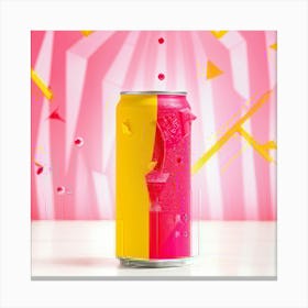 Abstract Illustration Of A Soft Drink Can With A Face Composed Of Pink And Yellow Folded Paper Art Toile