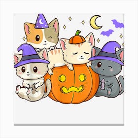 Halloween Cats Anime Cat Kawaii Neko Pumpkin Canvas Print