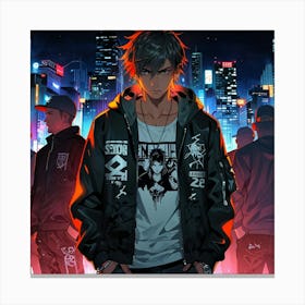 A Gangster Cyberpunk Cityscape Background Wall Art Decoration Canvas Print