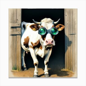 Cow With Goggles 2 Canvas Print