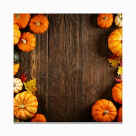 Assortment Of Vibrant Autumn Gourds And Pumpkins Thanksgiving Themed Scattered Artistically Across (6) Canvas Print