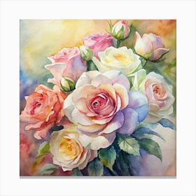 Watercolor Roses 17 Canvas Print