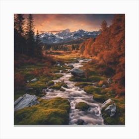 Sunset In The Mountains Canvas Print