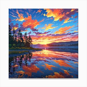 Sunset Reflected In Water Canvas Print