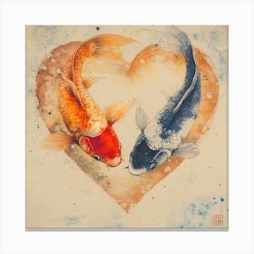 Koi Fish In Heart 1 Canvas Print