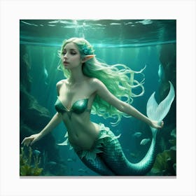 Elf Water Aquatic Mermaid Nymph Ocean River Lake Creature Magical Enchanting Ethereal Gr (6) Canvas Print