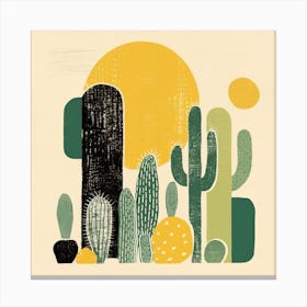 Rizwanakhan Simple Abstract Cactus Non Uniform Shapes Petrol 96 Canvas Print