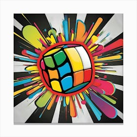 A Vibrant Professional Graphic Design In A Pop Art Style Rubik's Cube 2 Canvas Print