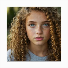 Portrait Of A Girl With Curly Hair 5 Canvas Print