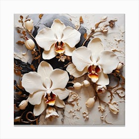 Pattern with Cream Orchid flowers Canvas Print