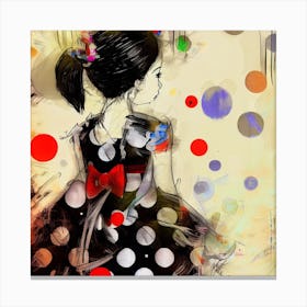 Girl In Polka Dot Dress Canvas Print