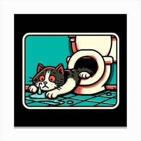 Cat In The Toilet 6 Canvas Print