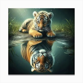 Tiger Cubs Reflection Canvas Print