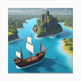 Ship In The Sea Canvas Print