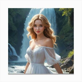 Beautiful Girl In A White Dress 4 Canvas Print