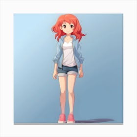 Anime Girl With Red Hair 2 Canvas Print