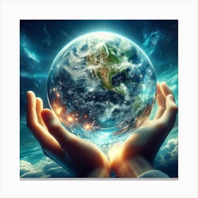 Earth In Hands Canvas Print