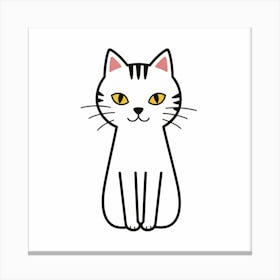 White Cat With Yellow Eyes Canvas Print