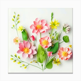 Paper Flowers On a White Background,Flowers on white background Canvas Print