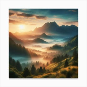 Sunrise In The Mountains 48 Canvas Print