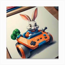 Bunny In A Car Canvas Print