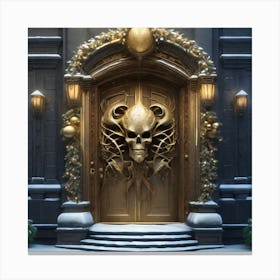 Christmas Decoration On Home Door Sf Intricate Artwork Masterpiece Ominous Matte Painting Movie (1) Canvas Print