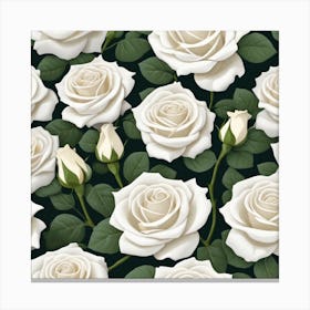 White Roses Seamless Pattern 6 Canvas Print