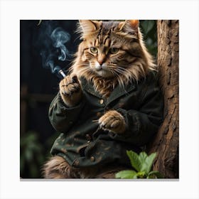 Cat Smoking A Cigarette Canvas Print