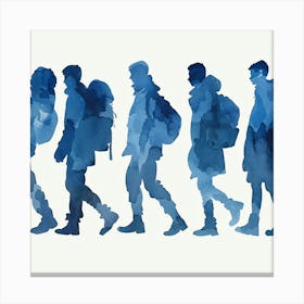 Silhouettes Of People Walking Canvas Print