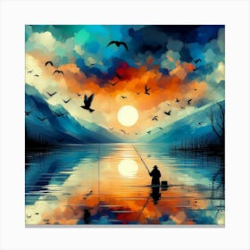 Sunset Fishing 1 Canvas Print