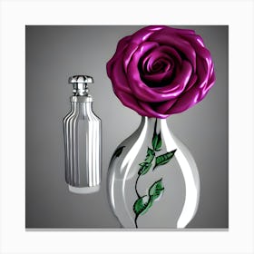 Perfume Bottle And Rose Canvas Print