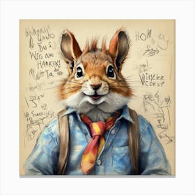 Squirrel In A Tie Canvas Print